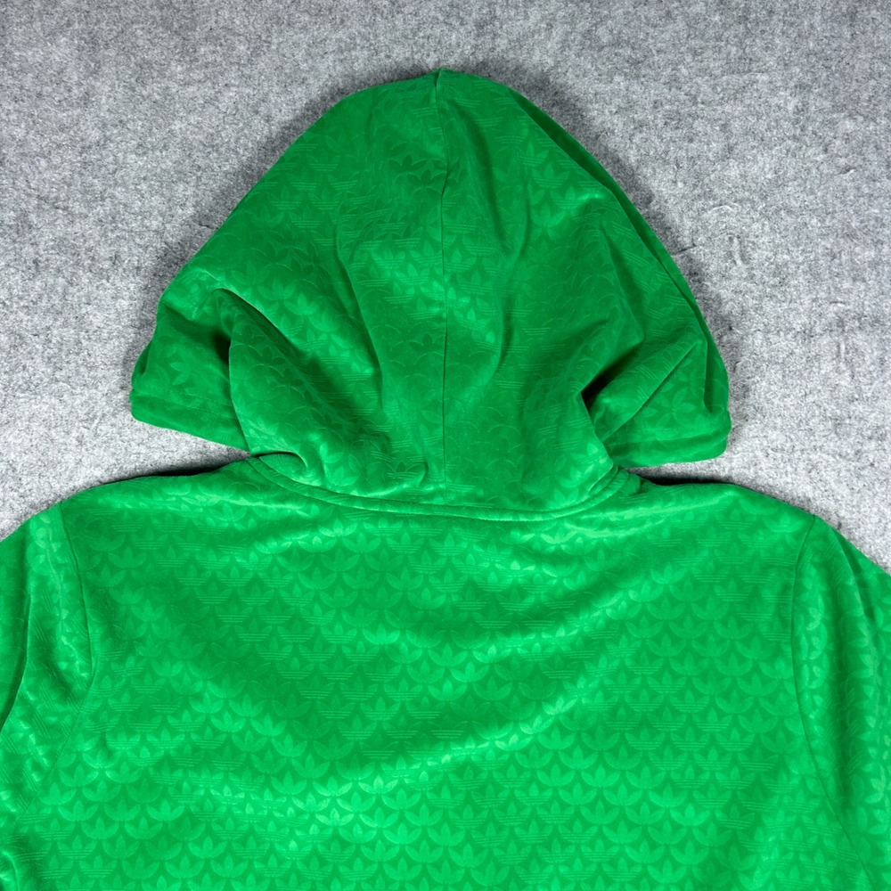Adidas Hoodie Womens Large Green Monogram Velour Full Zip Trefoil Logo - Picture 14 of 15
